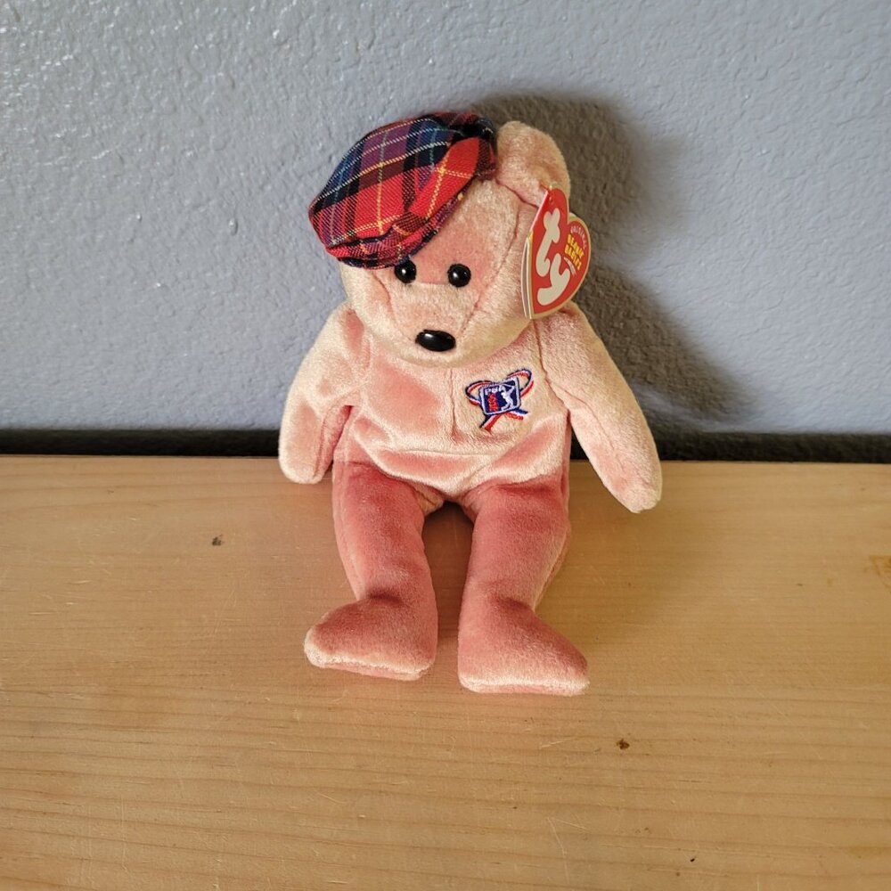 Ty Beanie Baby PGA Tour ChariTee Bear With Plaid Cap‎